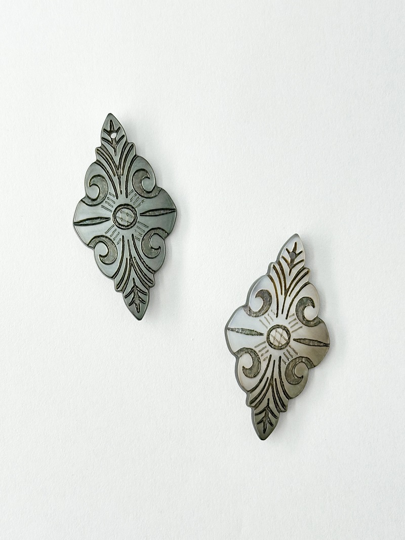 シェルパーツ - デザイン(クロチョウガイ)【約15×39mm/1個】[メール便可] まとめ買い10%OFF #2138 En:-Shell parts -Black MOP 貝殻