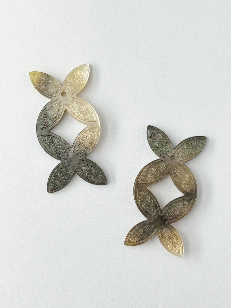 シェルパーツ - デザイン(クロチョウガイ)【約21×40mm/1個】[メール便可] まとめ買い10%OFF #2140 En:-Shell parts -Black MOP 貝殻