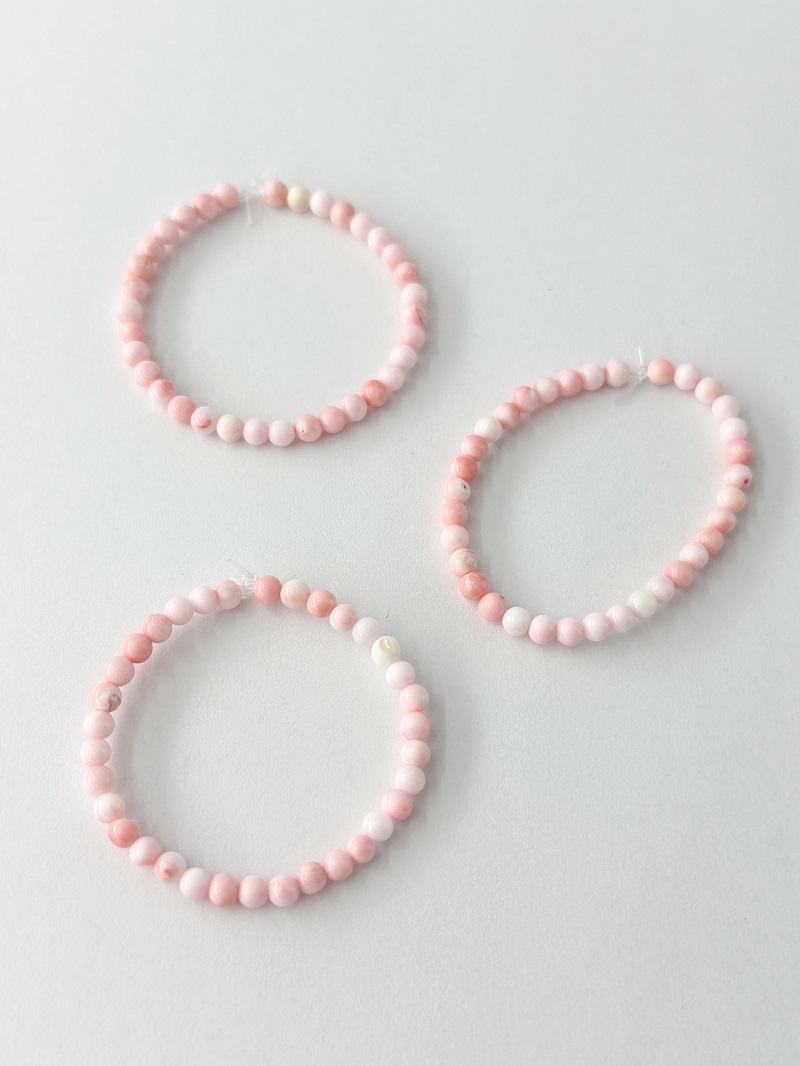 ソデボラ科-丸ビーズ(ピンク)【約3mm(約10cm・約34個)】#1376[メール便可]まとめ買い10%OFF 貝殻