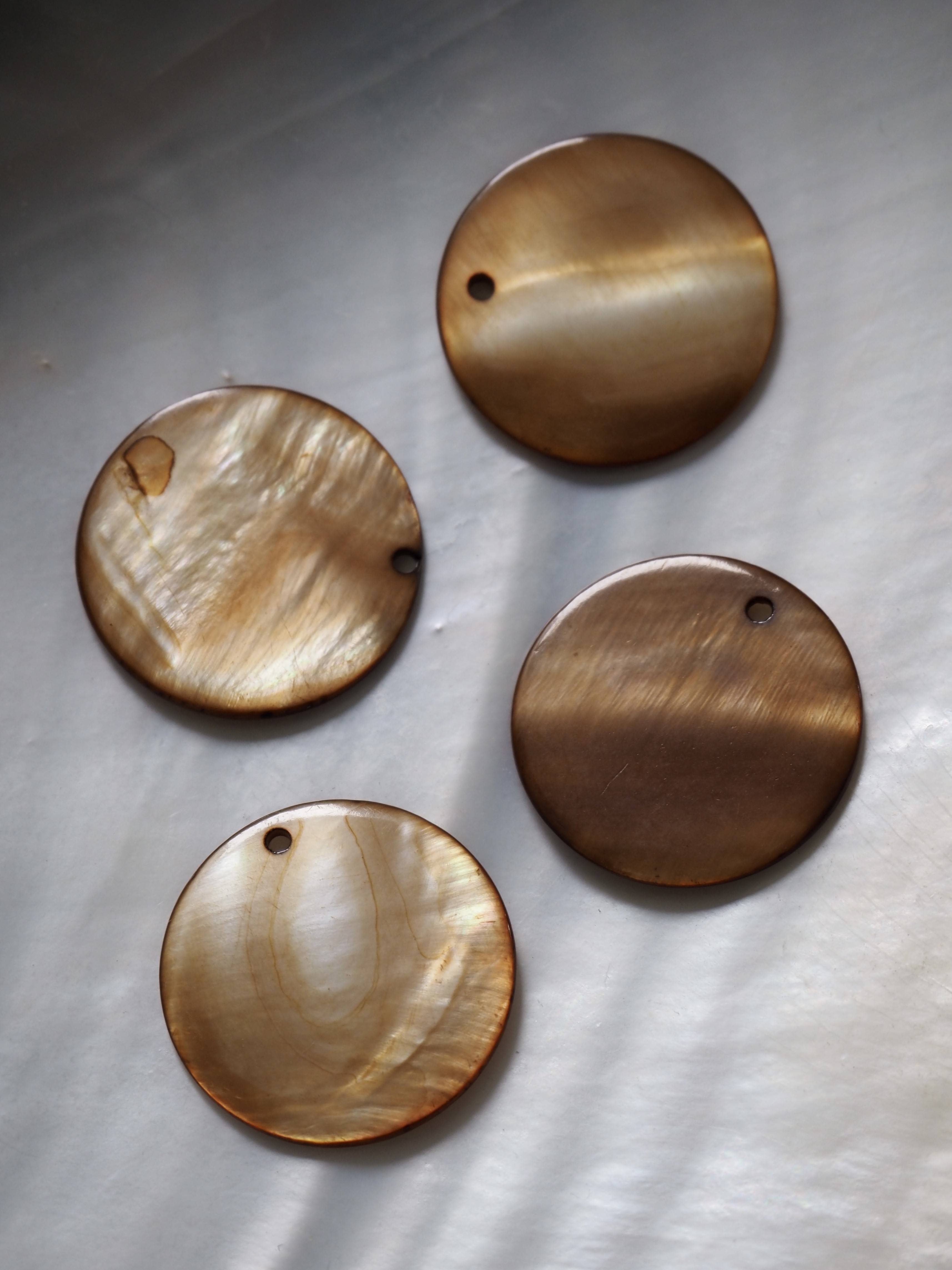 シェルプレートビーズ - ラウンド ブラウン(淡水真珠貝)【約23ｍm】[メール便可] #307 En: Shell accessory,shell, freshwater pearl 貝殻