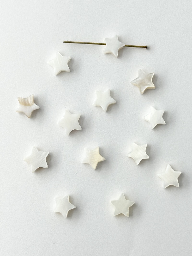 シェルビーズ - スター(タカセガイ)【約8～10mm/約13個・約10cm】[メール便可]まとめ買い10%OFF#292 貝殻