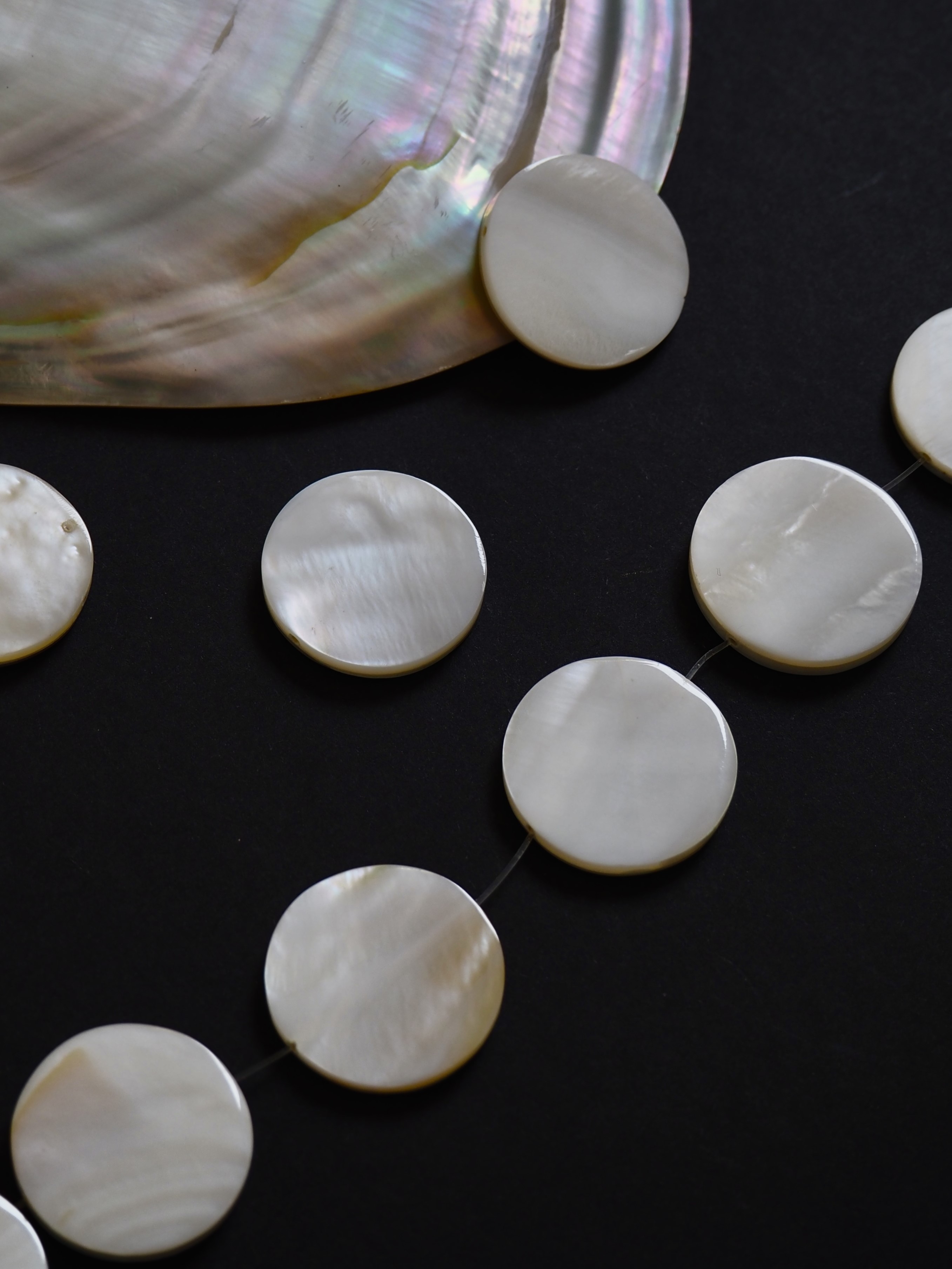 シェルプレートビーズ - ラウンド(淡水真珠貝)【約20ｍm/1個】[メール便可]まとめ買い10%OFF #109 En: Shell accessory,shell, freshwater pearl 貝殻