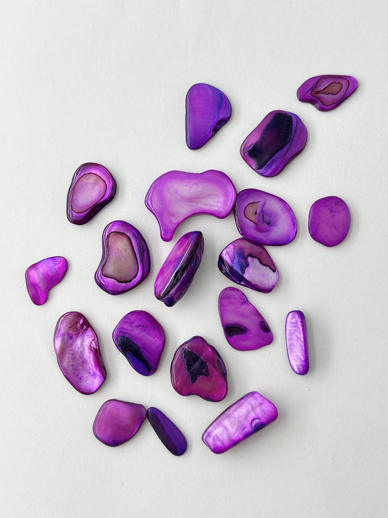 シェルフレーク バイオレット(淡水真珠貝)【10～20mm程度(約10g)】#2082[メール便可]まとめ買い20%OFF 貝殻