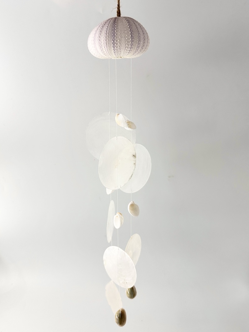ウニ殻と貝殻の風鈴【約45×7ｃｍ/1個】 En: chime-urchin＆shell