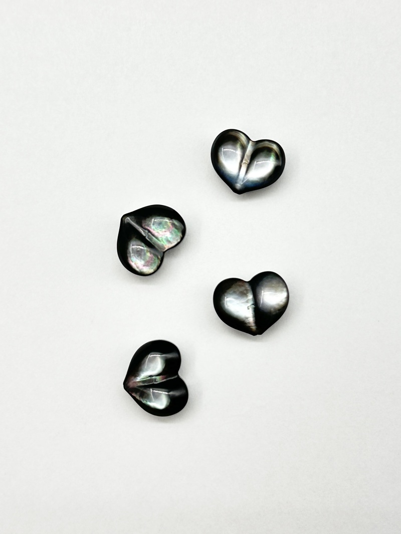 シェルビーズ-ハート(クロチョウガイ)【約10×12mm/1個】[メール便可]まとめ買い10%OFF #2183 En:Shell beads -Black MOP 貝殻