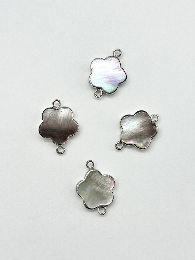 つなぎシェルパーツ -クロチョウガイ フラワー【約21×16mm/1個】[メール便可]まとめ買い10%OFF #2184 En:Shell parts -Black MOP 貝殻