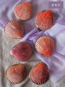 貝殻の小物入れ-ヒオウギガイ ニュアンスカラー-【6cm前後/1個】 En:  Shell coin purse -Pecten Nobilis rose- (size:approx.6cm, per 1pcs)