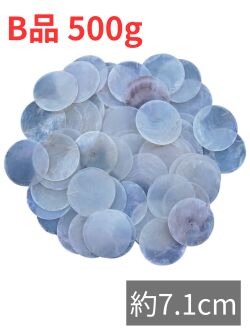 お買い得☆カピスナチュラル-B品-【約7.1cm/約500ｇ】En: Capiz natural B grade (Size:7.1cm, per 500g) 貝殻