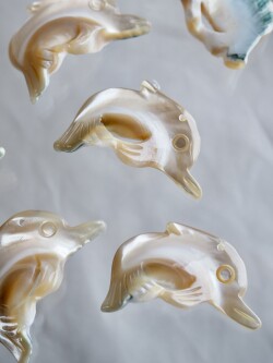 シェルパーツ-イルカ(夜光貝)【約24×31mm/1個】[メール便可]まとめ買い10%OFF #1263 En: Shell parts -green turbo snail- 貝殻