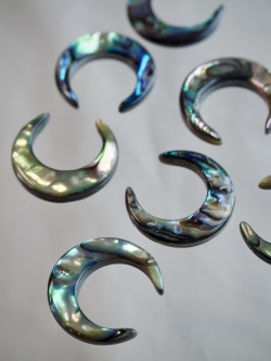 シェルカボション-三日月(パウアアバロン-ヘリトリアワビ)【約18×20mm】1個 [メール便可]まとめ買い10%OFF #1218 En:Shell Beads -Haliotis iris