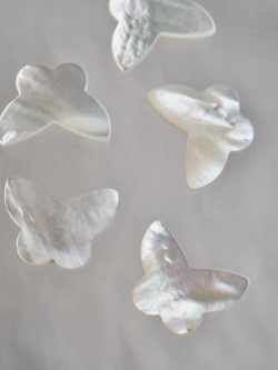 シェルカボション-バタフライ中(シロチョウガイ)【約16×21mm/1個】[メール便可]まとめ買い10%OFF #1015 En:Shell parts -White MOP