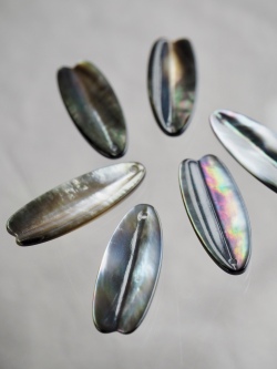 シェルビーズ-花びら(クロチョウガイ)【約10×28mm/1個】[メール便可]まとめ買い10%OFF #1158 En:Shell Beads -Black MOP 貝殻