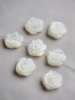 シェルビーズ-ローズ 中 縦穴(タカセガイ)【約10mm/1個】[メール便可]まとめ買い10%OFF #1042