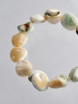 夜光貝ビーズ【さざれ 約8～10mm(約10cm・約13個)】[メール便可]まとめ買い10%OFF #1298 En: Shell Beads -green turbo snail 貝殻