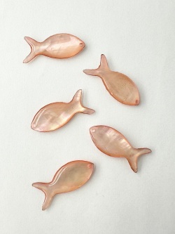 シェルビーズ - フィッシュ ピンク(シロチョウガイ)【約11×25mm/1個】 [メール便可]まとめ買い10%OFF #2058  En:Shell Beads -White MOP 貝殻