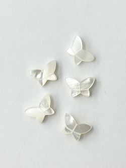 シェルビーズ-バタフライ 縦穴(シロチョウガイ)【約8×12mm/1個】[メール便可]まとめ買い10%OFF #2094 En:Shell Beads -White MOP 貝殻