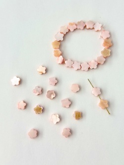 淡水真珠貝 -パステルカラー スターピンク【約6～7mm(約10cm・約16個)】#1361[メール便可]まとめ買い10%OFF En:Freshwater pearl MOP - Shell Beads 貝殻