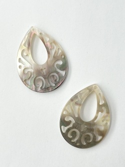 シェルパーツ-ティアドロップ(クロチョウガイ)【約24×32mm】1個 [メール便可]まとめ買い10%OFF #2126 En:Shell parts -Black MOP 貝殻