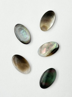 シェルカボション-オーバル(クロチョウガイ)【約12×20mm/1個】[メール便可] まとめ買い10%OFF #2144 En:-Shell Beads -Black MOP