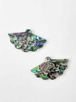 シェルパーツ-ファンデザイン(パウアアバロン)【約22×36mm/1個】[メール便可]まとめ買い10%OFF #2156 En:Shell parts -Haliotis iris 貝殻