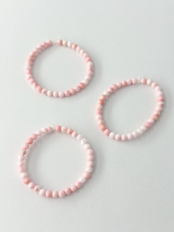 ソデボラ科-丸ビーズ(ピンク)【約3mm(約10cm・約34個)】#1376[メール便可]まとめ買い10%OFF 貝殻