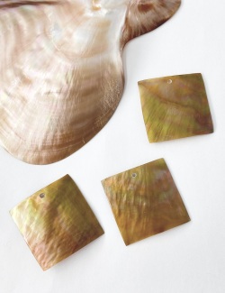 真珠貝プレート -マベガイ(正方形トップホール) #133【約3.5ｃｍ/1枚】[メール便可] En: Shell square cut, brown Lip (size:3.5cm, per 1pc) 貝殻