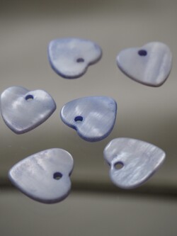 シェルプレートビーズ - ハート ブルー(淡水真珠貝)【約12ｍm】[メール便可] #303 En:Shell accessory,shell, freshwater pearl 貝殻