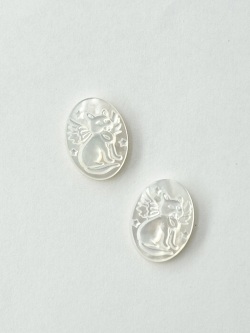 カメオ - 猫 (シロチョウガイ)(オーバル)【約16×12mm/1個】[メール便可]まとめ買い10%OFF #2171 En:Shell cameo -White MOP- 貝殻