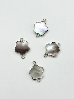 つなぎシェルパーツ -クロチョウガイ フラワー【約21×16mm/1個】[メール便可]まとめ買い10%OFF #2184 En:Shell parts -Black MOP 貝殻