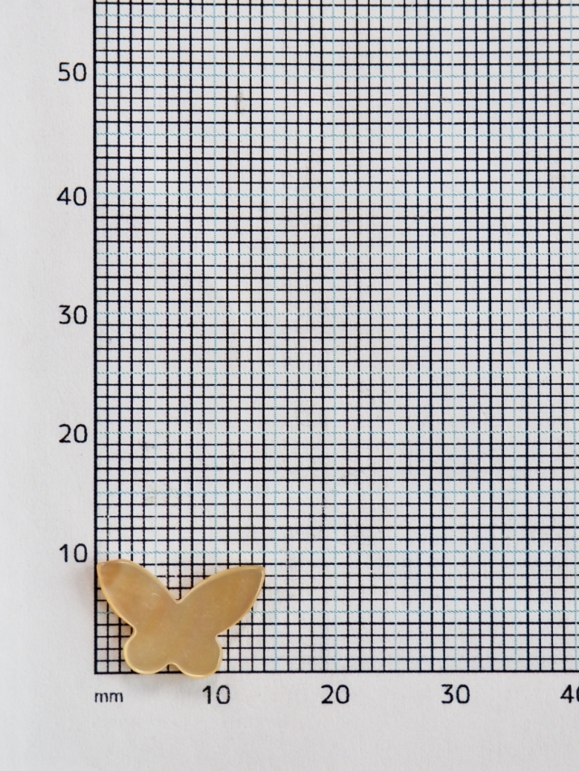 超希少蝶の標本 9種類 シルバーフレーム シェルカボション-バタフライ イエロー小(シロチョウガイ)【約9×14mm/1