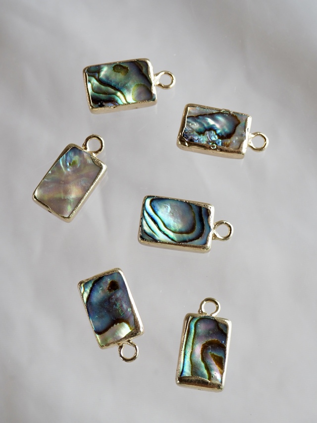 シェルチャーム-長方形(パウアアバロン)【約9×15mm/1個】[メール便可