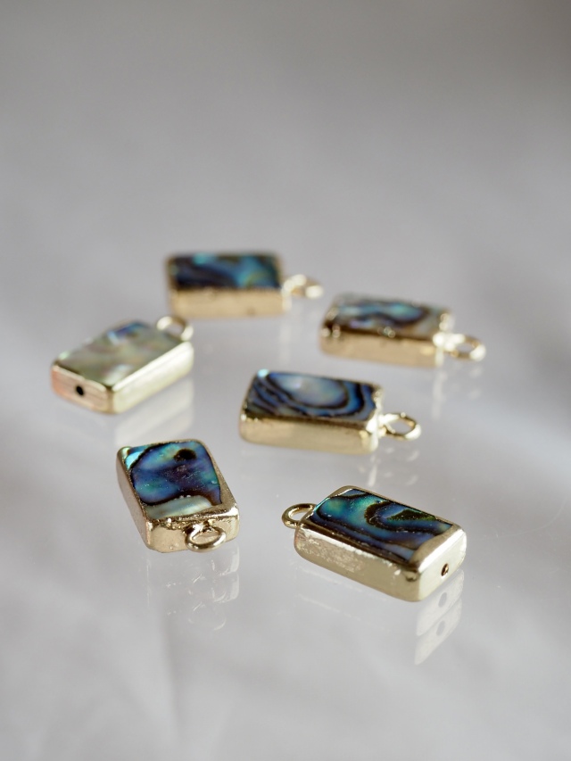 シェルチャーム-長方形(パウアアバロン)【約9×15mm/1個】[メール便可