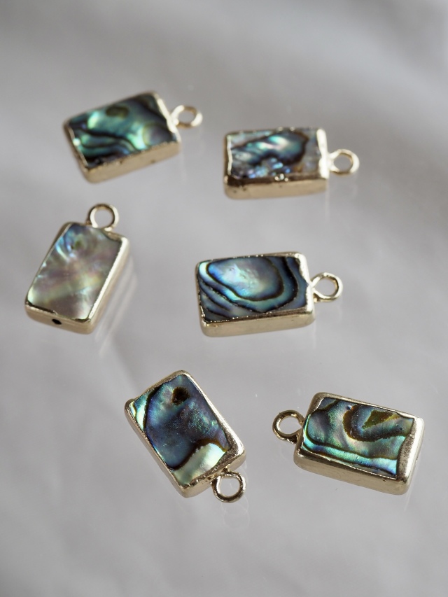 シェルチャーム-長方形(パウアアバロン)【約9×15mm/1個】[メール便可