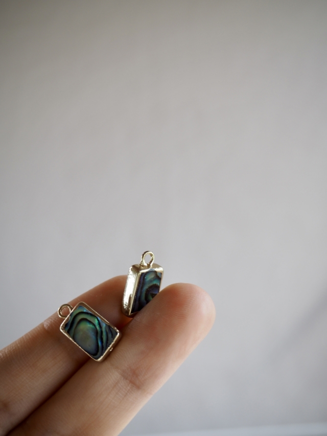 シェルチャーム-長方形(パウアアバロン)【約9×15mm/1個】[メール便可