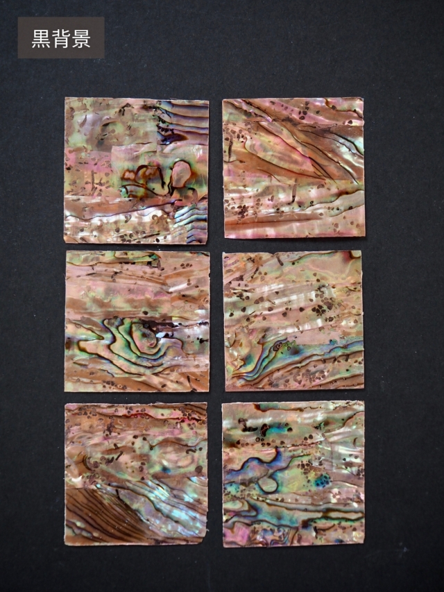 貝殻シート#34 ニュージーランドアバロン(着色ピンクオレンジ)【4×4cm