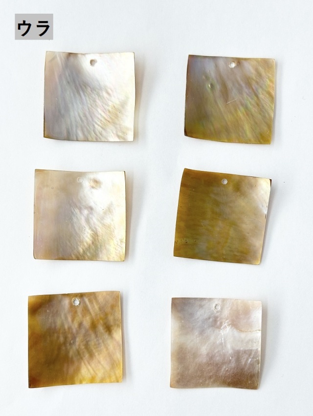 真珠貝プレート -マベガイ(正方形トップホール) #133【約3.5cm/1枚