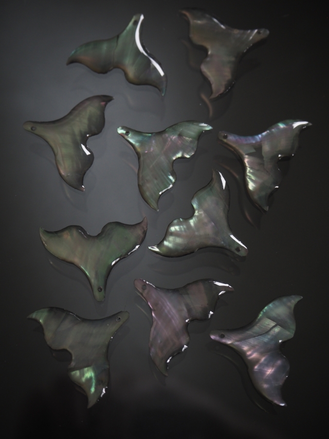 シェルビーズ - マーメイドテール(クロチョウガイ)【約18×25mm/1個