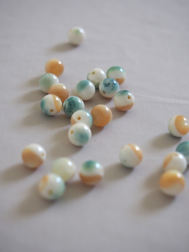 夜光貝ビーズ【約7mm】[メール便可]#121 En:Shell Beads -green