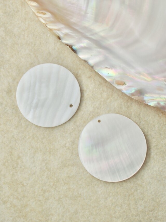 シェルプレートビーズ-ラウンドカット-9-（淡水真珠貝）【約3.5cm/1枚