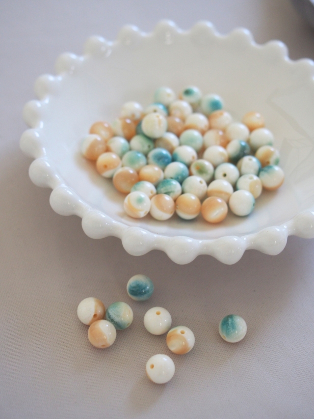 夜光貝ビーズ【約7mm】[メール便可]#121 En:Shell Beads -green