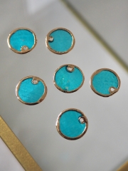 ゴールドエッジ ラウンド -カピス アクアブルー-【約12mm/6個】[メール便可] #320 En:Shell parts -Capiz- (size12mm per 6pcs) 貝殻