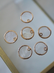 ゴールドエッジ ラウンド -カピス ナチュラル-【約12mm/6個】[メール便可] #321 En:Shell parts -Capiz- (size12mm per 6pcs) 貝殻