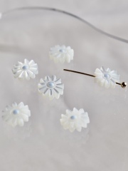 シェルビーズ-マーガレット ブルー 穴有(タカセガイ)【約8mm/1個】[メール便可] #1080 En:Trocus - Shell Beads 貝殻