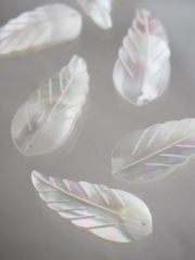 シェルビーズ-フェザーリーフ(淡水真珠貝)【約13×30mm/1個】[メール便可]まとめ買い10%OFF #1028 En: Shell Beads -freshwater pearl 貝殻