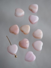 シェルビーズ-ピンクハート縦穴(ソデボラ科)【約8mm/1個】[メール便可]まとめ買い10%OFF #1207 En:Shell beads -Strombus 貝殻