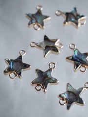 つなぎシェルパーツ-スター(パウアアバロン)【約13×18mm/1個】[メール便可]まとめ買い10%OFF #1117 En:Shell parts -Haliotis iris 貝殻