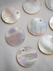 シェルビーズ-プレートラウンド穴有(シロチョウガイ)【約20mm/1個】[メール便可]まとめ買い10%OFF #1253 En:Shell beads -White MOP 貝殻