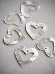 シェルビーズ-サークルハート通し穴有(シロチョウガイ)【約19×21mm/1個】[メール便可]まとめ買い10%OFF #1252 En: Shell Beads -White MOP 貝殻