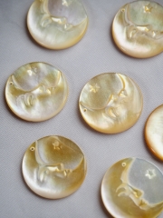 シェルビーズ -三日月コイン イエロー(シロチョウガイ)【約20mm/1個】[メール便可]まとめ買い10%OFF #1036 En:Shell Beads -White MOP 貝殻