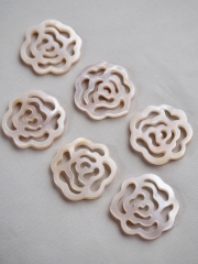 透かしパーツ-ローズ(淡水真珠貝ピンク)【約16mm/1個】[メール便可] まとめ買い10%OFF #1157 En: Shell Beads -Freshwater pearl MOP 貝殻